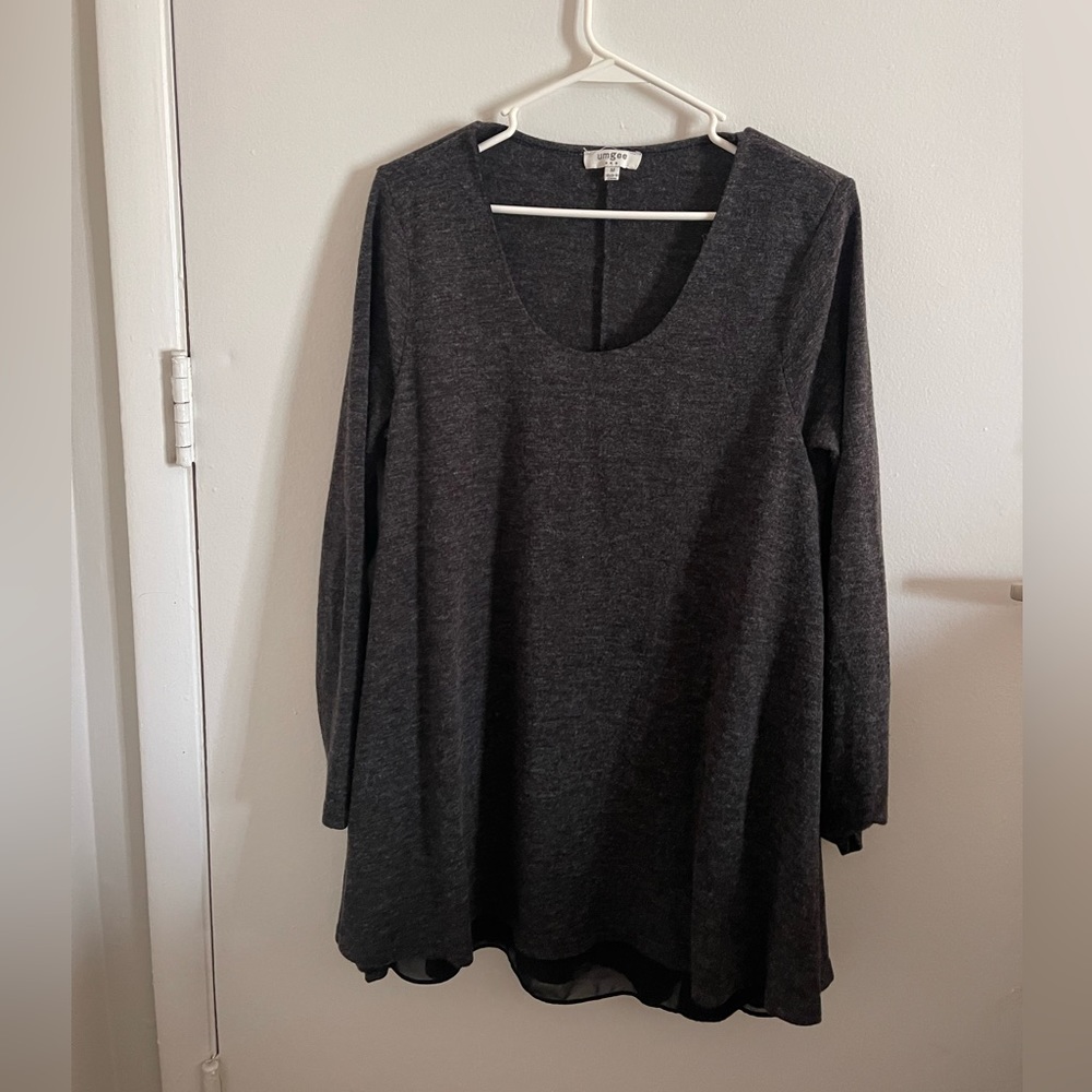Long Shirt / Grey and Black / Mesh underneath
